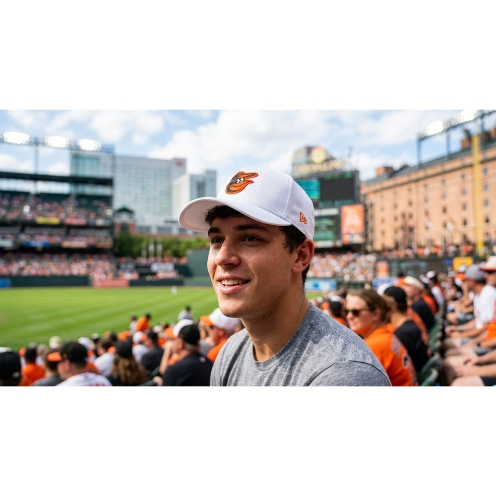 Baltimore Orioles MLB Hat New Era 9FORTY Snapback White Cartoon Bird Cap One Sz